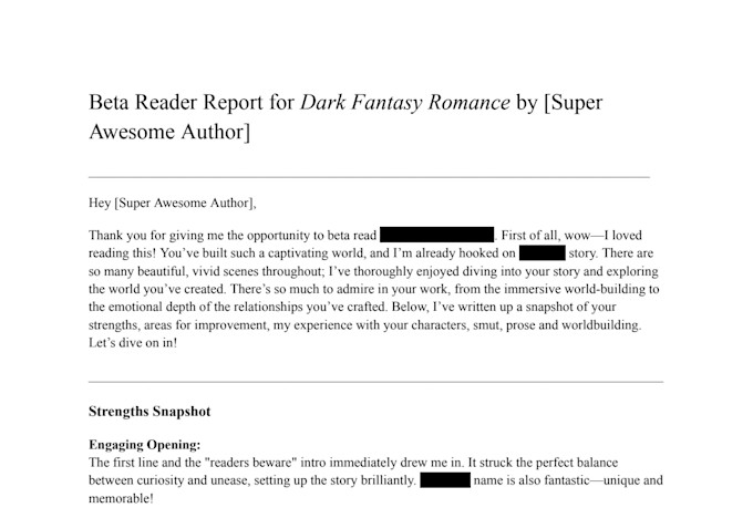 beta read and review your fiction manuscript